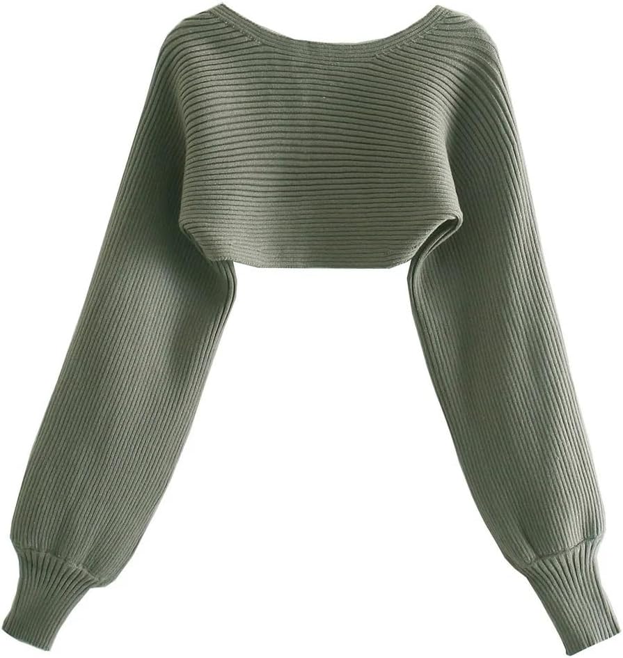 Women'S Open Front Long Sleeve Knit Crop Cardigan Sweaters